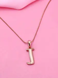 Estele Rose Gold-Plated Alphabet J Pendant With Chain