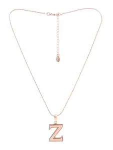 Estele Rose Gold-Plated Alphabet Z Pendant With Chain