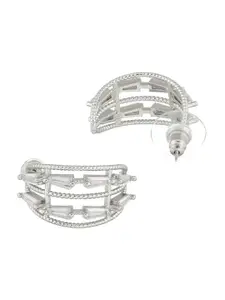 Jazz and Sizzle Silver-Plated Circular Half Hoop Earrings