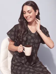 Secret Wish Ethnic Motifs Printed Pure Cotton Maxi Nightdress