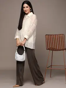 Ritu Kumar Relaxed Chevron Semi Sheer Casual Shirt With Inner