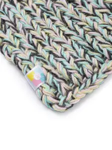 Magic Needles Women Self Design Beanie With Scarf