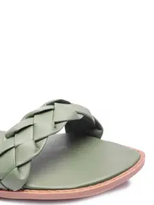 Brauch Women Textured Slip On Open Toe Flats