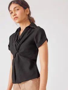The Label Life Black Chiffon Shirt Style Top