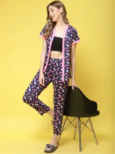 Claura Conversational Printed Pure Cotton Night Suit