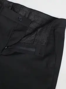 Arrow New York Men Mid-Rise Flat-Front Plain Slim Fit Trousers