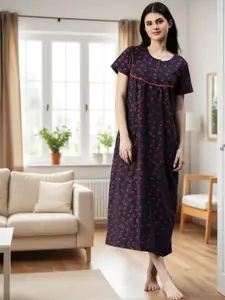 Kryptic Conversational Printed Pure Cotton Maxi Nightdress