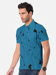 BULLMER Abstract Printed Polo Collar Short Sleeves Cotton T-shirt