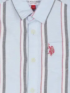 U.S. Polo Assn. Kids Boys Pure Cotton Vertical Striped Oxford Casual Shirt