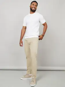 Styli Men Beige Skinny Fit Mid-Rise Cotton Chinos