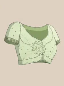 kasee Embroidered Striped Sequinned Pure Crepe Saree