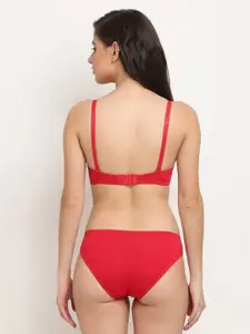 MAKCLAN Self-Design Laced Underwired Lightly Padded Bra With Bikini