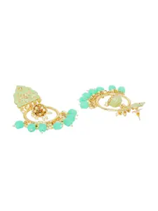 OOMPH Gold-Plated Kundan Studded Crescent Shaped Chandbalis