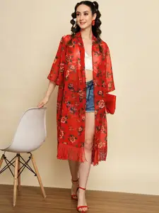 Trend Arrest Floral Printed Longline Shrug