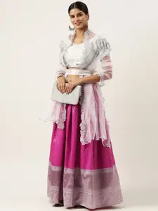 Fabcartz Unstitched Zari Lehenga & Blouse With Dupatta