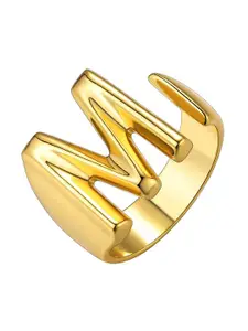 ZIVOM Women 18K Gold Plated Alphabet M Hollow Chunky Finger Ring