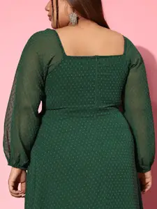 Berrylush Curve Plus Size Puff Sleeve Georgette Maxi Dress