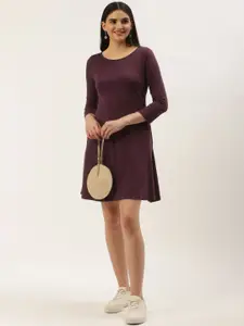 FOREVER 21 Solid Fit & Flare Dress With Tie-up Detail