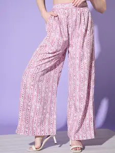 Sangria Printed Crop Top With Trousers