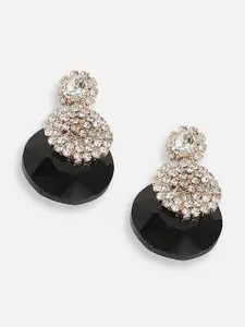 SOHI Gold-Plated Contemporary Drop Earrings