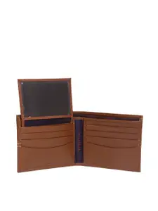Tommy Hilfiger Men Tan Solid Two Fold Leather Wallet