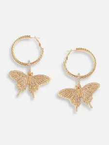 SOHI Gold-Plated Butterfly Drop Earrings