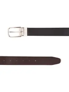 Tommy Hilfiger Men Black & Brown Textured Reversible Belt