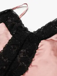 Ms.Lingies V Neck Lace Up Detail Satin Nightdress With Robe