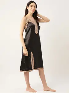 Ms.Lingies V Neck Lace Up Detail Satin Nightdress