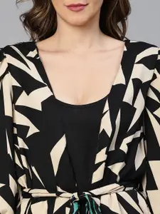 Oxolloxo Abstract Printed Belt Detail Reversible Cover-Up Nightdress