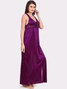 Fasense Scoop Neck Satin Maxi Nightdress