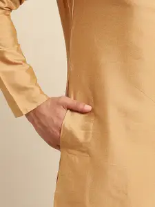 KISAH Men Mandarin Collar Cotton Kurta Indowestern Sherwani Set