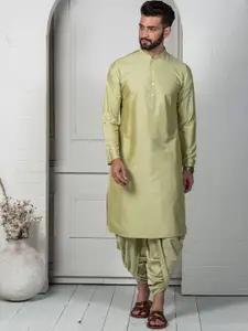 KISAH Men Mandarin Collar Cotton Kurta Indowestern Sherwani Set