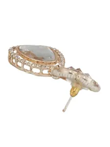 Priyaasi Rose Gold-Plated Contemporary AD Studded Drop Earrings