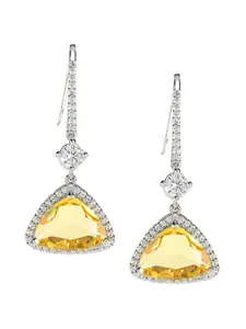 Priyaasi Silver-Plated Triangular Drop Earrings