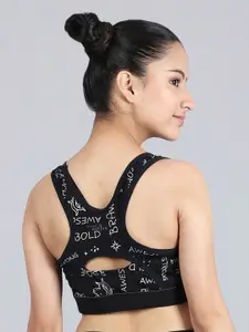 DChica Women Printed Non-Padded All Day Comfort Racerback Cotton Sports Workout Bra