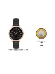 Timex Women Brass Dial & Leather Straps Analogue Watch TWEL15802