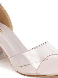 Picktoes Open Toe Block Heels With Ankle Loop