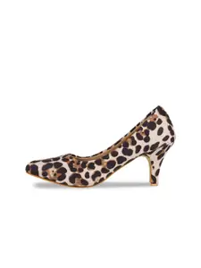 SHUZ TOUCH Printed Velvet Kitten Pumps