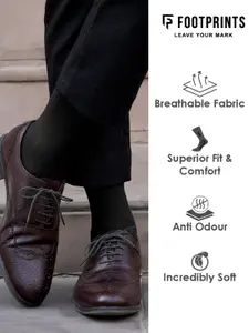 FOOTPRINTS FOOTPRINT Men 5 Pairs Anti Odour Organic Cotton Calf-Length Solid Bamboo Formal Socks