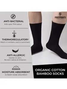 FOOTPRINTS FOOTPRINT Men 2 Pairs Anti Odour Organic Cotton Calf-Length Solid Bamboo Formal Socks