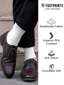 FOOTPRINTS FOOTPRINT Men 4 Pairs Anti Odour Organic Cotton Calf-Length Solid Bamboo Formal Socks