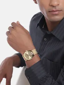 maxima Men Brass Dial & Stainless Steel Bracelet Style Straps Analogue Watch 34754CMGY