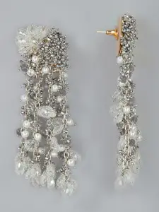 D'oro Gold-Plated Beaded Contemporary Drop Earrings