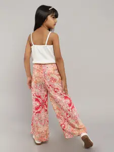 taffykids Girls V-Neck Top With Floral Printed Palazzos Set