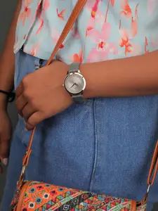 SWADESI STUFF Women Leather Straps Analogue Watch SF0530 GEY