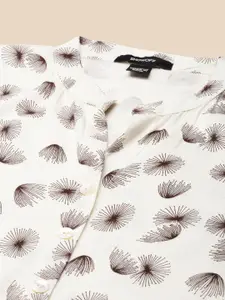 SHOWOFF Mandarin Collar Floral Printed Straight Kurta