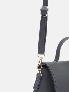 Baggit Solid PU Structured Satchel With Buckle Detail