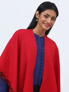 Fabindia Longline Wool High-Low Poncho Shrug