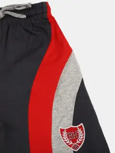 V-Mart Boys Colourblocked Mid-Rise Cotton Shorts